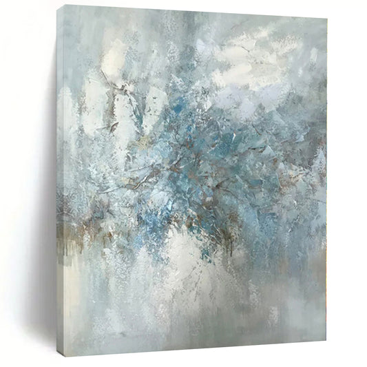 “Soft Blue Abstract Blooms” Abstract Acrylic Art CT0297