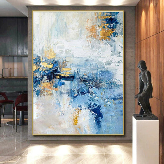 “Blue - Gold Abstract Composition”，Abstract Expressionist Art CT0643