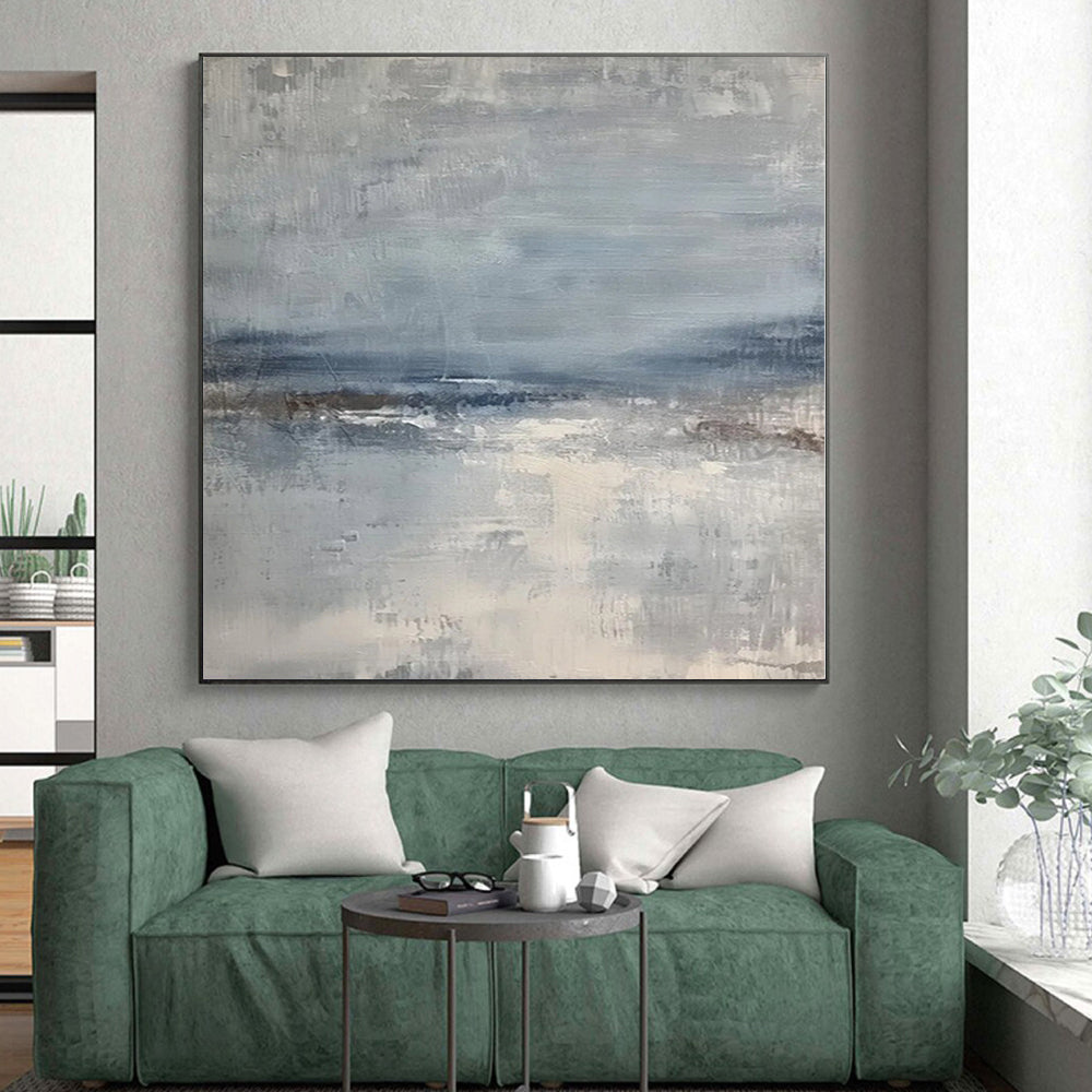 “Gray - Blue Abstract Horizons” Abstract Acrylic Art CT0271