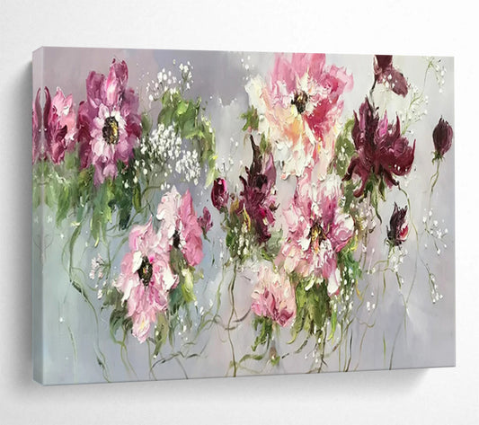 “Pink and Purple Floral Bouquet” – Impasto Floral Oil Painting CT1764