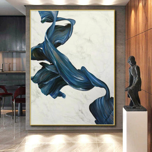 “Blue - Green Twisted Ribbons”，Figurative Abstract Painting CT0349