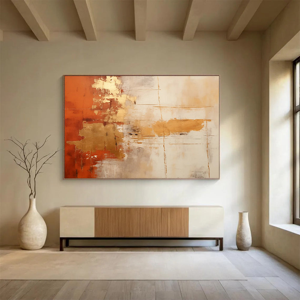 “Warm Tones Abstract Expression” Abstract Painting On Canvas DLZ094