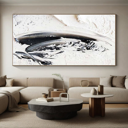 “Monochrome Drama, Thick Black - White Textures” - “Shadow Play”，Textured Acrylic Painting CT0701