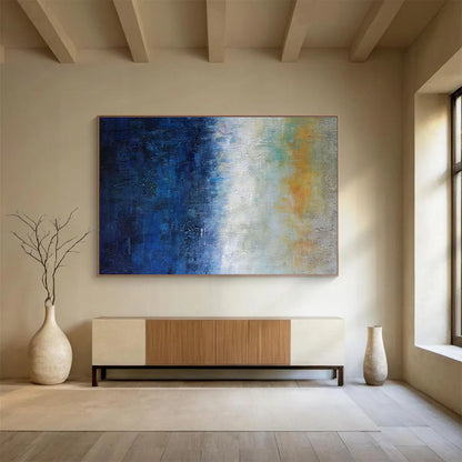 “Blue and Orange Gradient Abstract” - Evocative Abstract Painting On Canvas DKH854