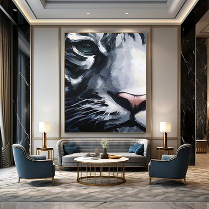 Expressive White Tiger - Wildlife Painting On Canvas DKH1454