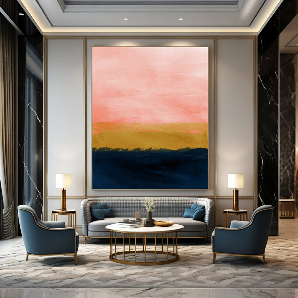 “Pink and Gold Sunset” - Minimalist Landscape CT2022