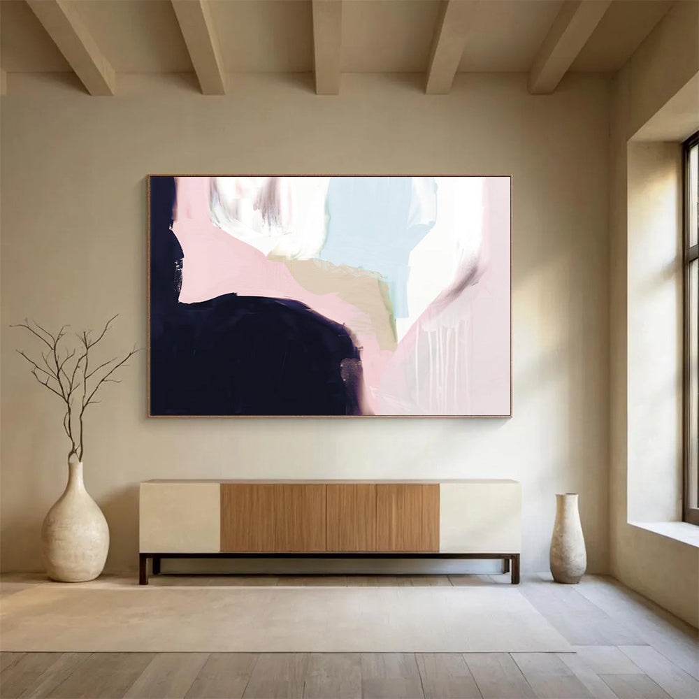 “Soft Pastel Shapes” Minimalist Abstract Painting On Canvas DLZ132