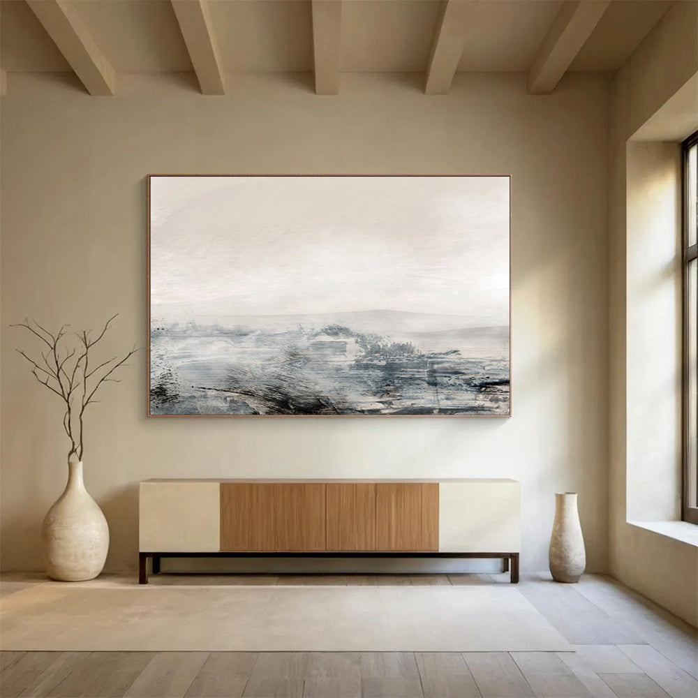 “Misty Monochrome Landscape” Abstract Landscape Painting On Canvas DLZ136