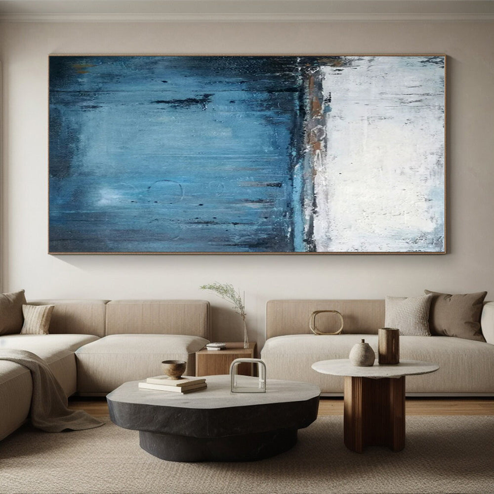 “Abstract Coastal Drip: Textured Seascape Art” ，Abstract Seascape Acrylic Painting CT0883