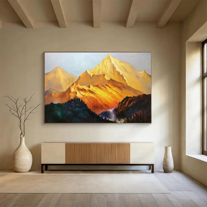 “Golden Mountain Landscape” Realistic Oil Painting On Canvas DKH433