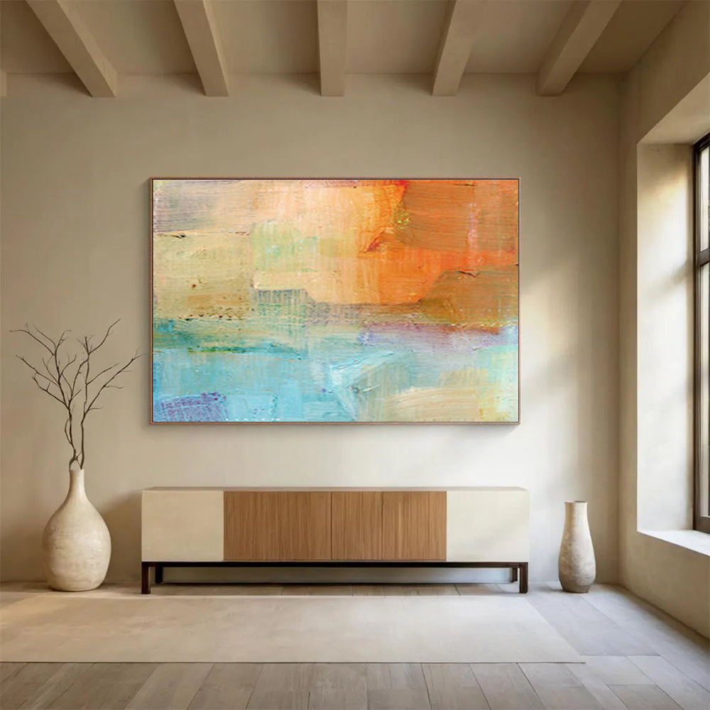 “Soft Color Block Abstract” Abstract Acrylic Painting On Canvas DKH401
