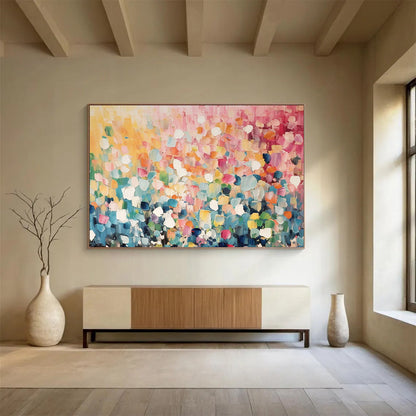 “Colorful Dot Abstraction” Pointillism - inspired Painting On Canvas DLZ161