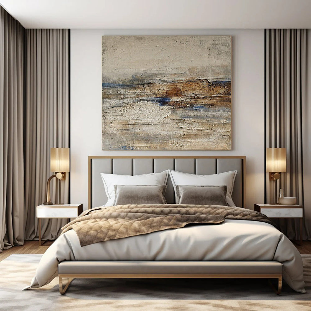 “Beige - Brown & Blue Textured Mix” – Abstract Mixed - Color Art CT0969