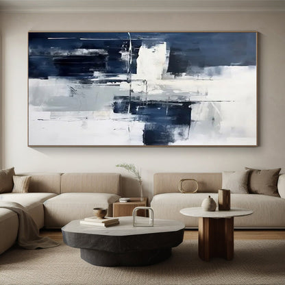 “Blue - Gray - White Abstract Structures” ，Abstract Oil Painting CT0840