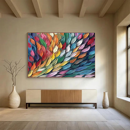 Colorful Feather - Like Forms Painting On Canvas DKH689