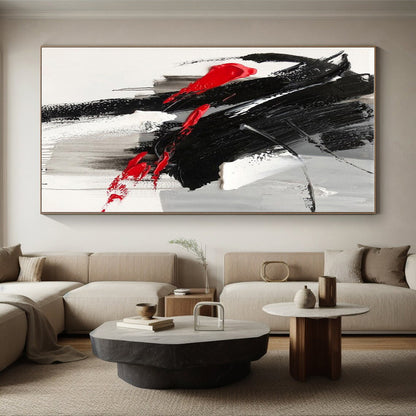 “Black - Red - Gray Bold Textures” ，Abstract Acrylic Painting CT0787