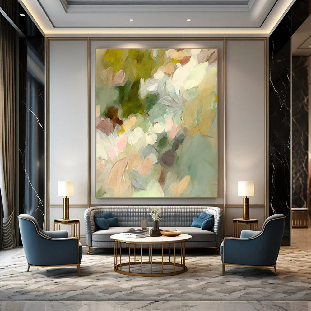 Pastel Floral Impression - Soft Abstract Flower Painting On Canvas DKH1352