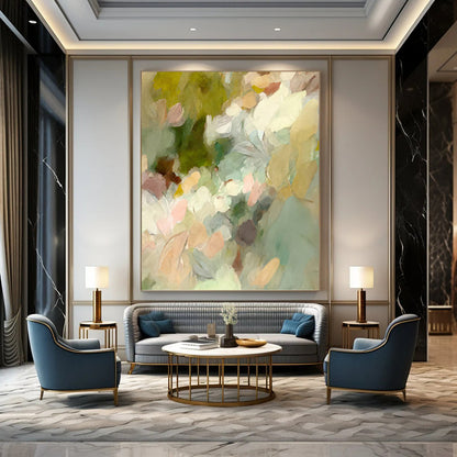 Pastel Floral Impression - Soft Abstract Flower Painting On Canvas DKH1352