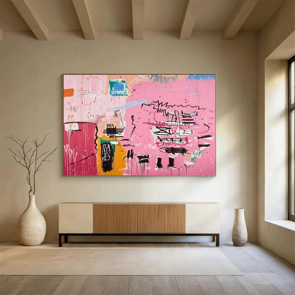 Pink Abstract Graffiti - Street Art - Inspired Painting On Canvas DLZ198