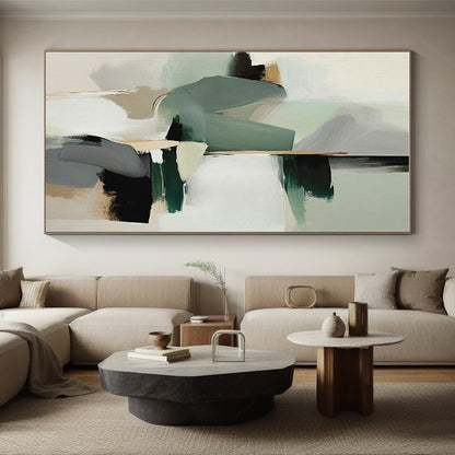 Muted Green, Gray & Beige Shapes, “Subtle Sophistication” - Abstract Geometric Acrylic Painting CT0760