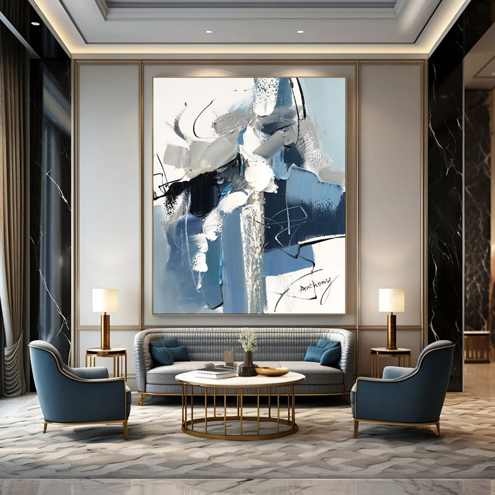 “Dynamic Blue Abstract Strokes” – Expressive Abstract Acrylic CT2082