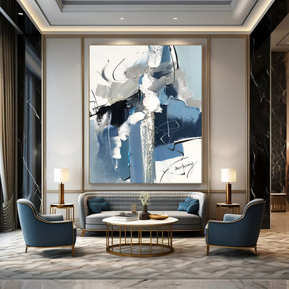 “Dynamic Blue Abstract Strokes” – Expressive Abstract Acrylic CT2082