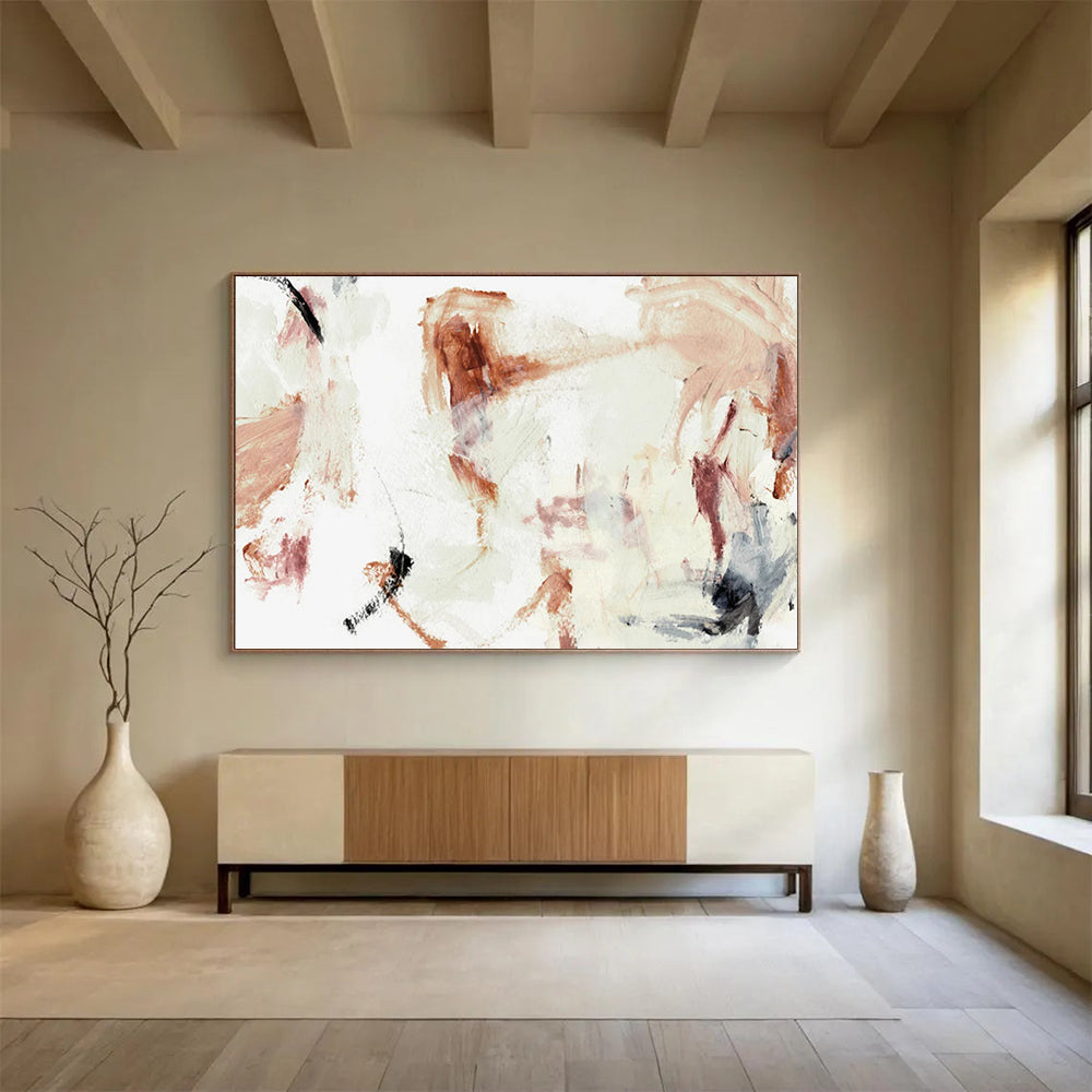 “Blush and Brown Abstract” Soft Abstract Painting On Canvas DLZ145