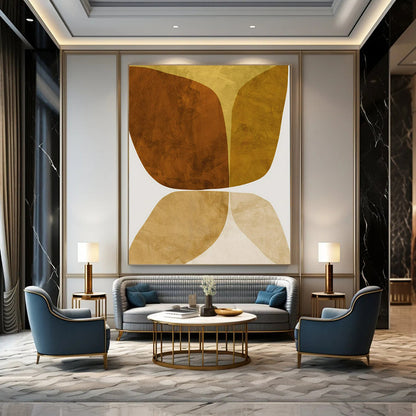 Symmetrical Brown & Beige Shapes - Abstract Painting On Canvas CT2310