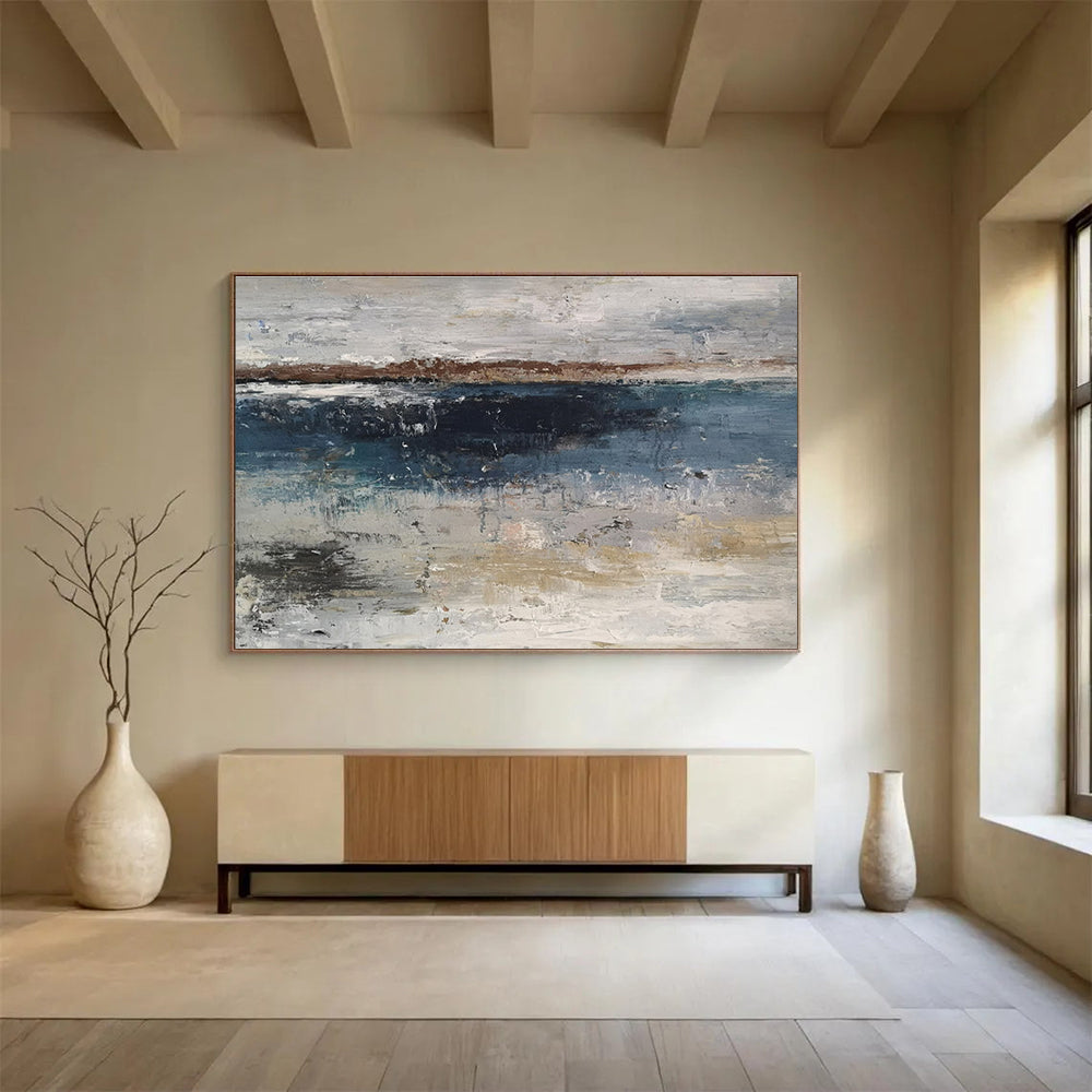 Textured Coastal Abstract Painting On Canvas DKH288
