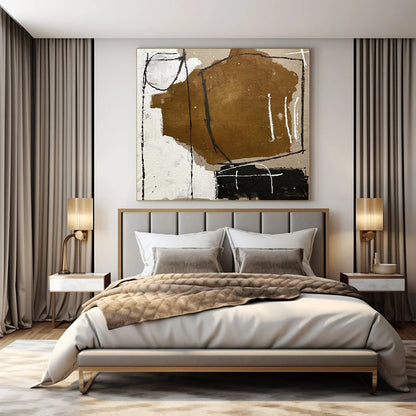 “Brown, Black, White Textured Abstraction” – Mixed - Media Abstract Art CT1125