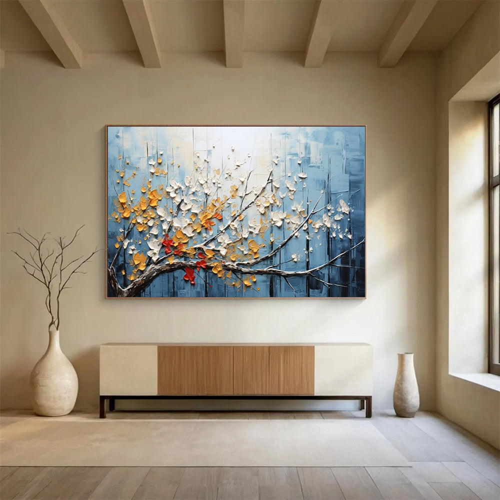 “Textured Blossom Branch” Botanical - inspired 3D - like Painting On Canvas DLZ160