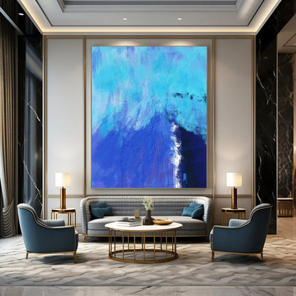 “Vibrant Blue Textured Abstract” - Abstract Painting On Canvas CT2334