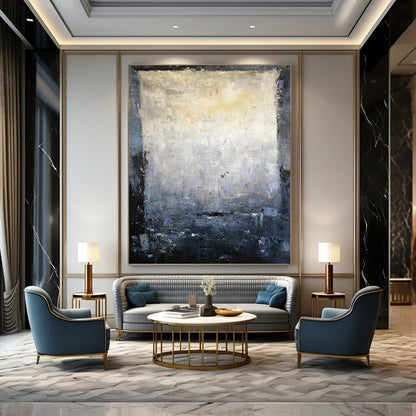 “Shadowed Minimalism” - Gray & Black Abstract Textured Painting On Canvas DKH1577