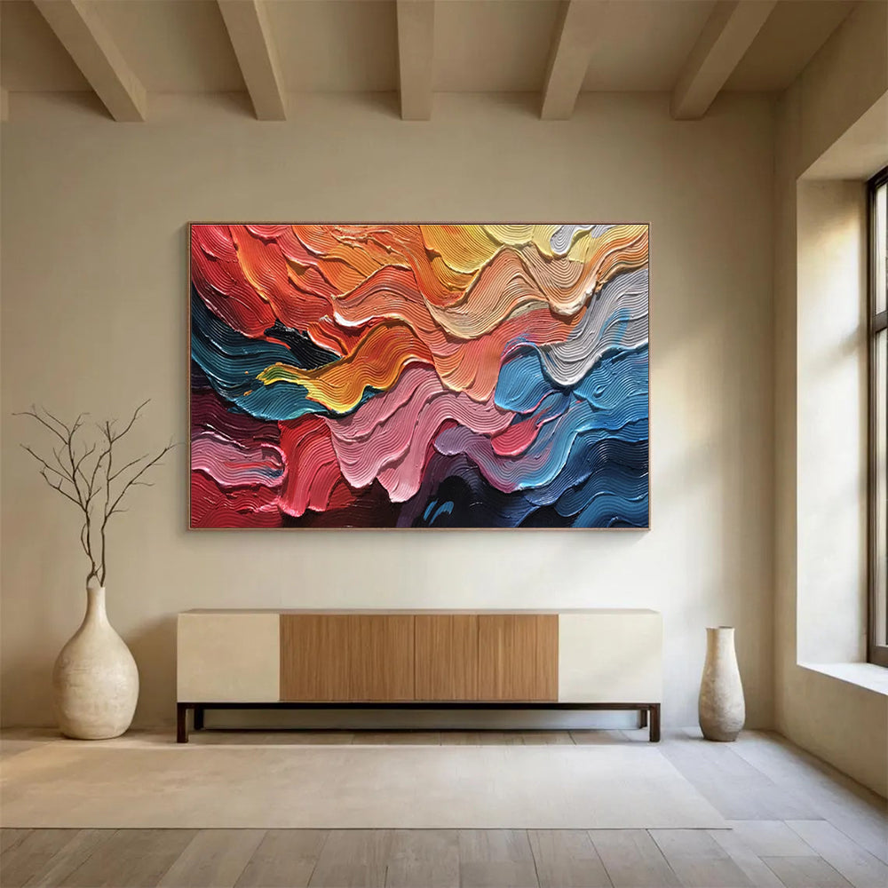 “Color - Swirled Abstract Waves” - Dynamic Abstract Painting On Canvas DKH823