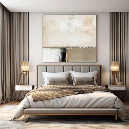 Soft Beige & Black Textured Layers - "Faded Edges" - Abstract Textured Painting CT1476