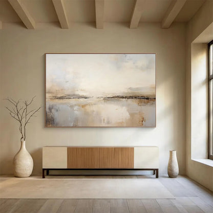 Neutral Abstract Horizon - Abstract Landscape Painting On Canvas DKH623
