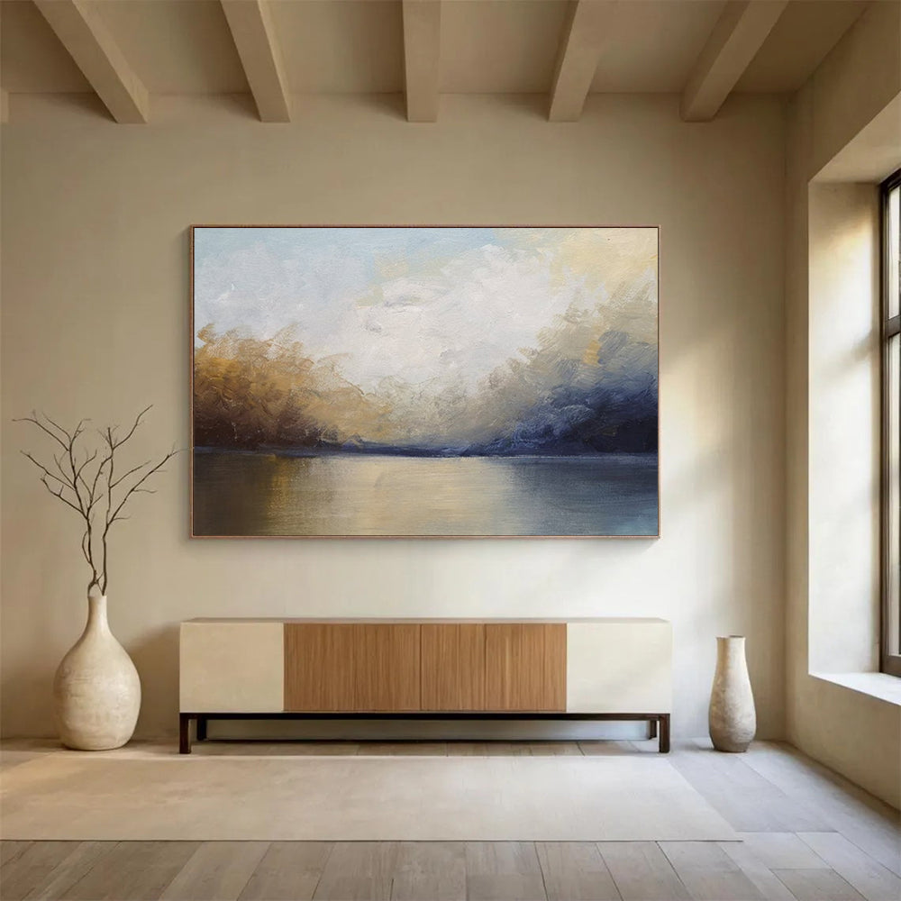 “Soft - Toned Lake ‘Tranquil Waterscape’” - Impressionist Landscape Painting On Canvas DLZ041