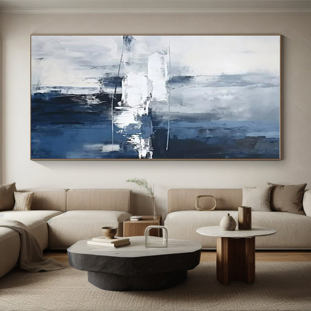 “Blue - Gray - White Abstract Structures” ，Abstract Oil Painting CT0851