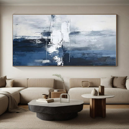 “Blue - Gray - White Abstract Structures” ，Abstract Oil Painting CT0851