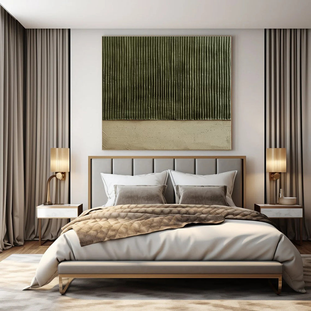 Green Corrugated Texture - Minimalist Textured Acrylic Painting CT1382
