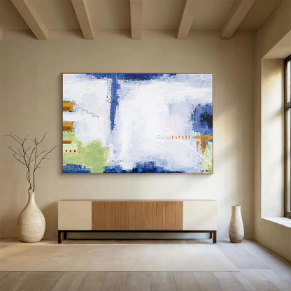 “Blue - Green Abstract Layers” Abstract Acrylic Painting On Canvas DKH555