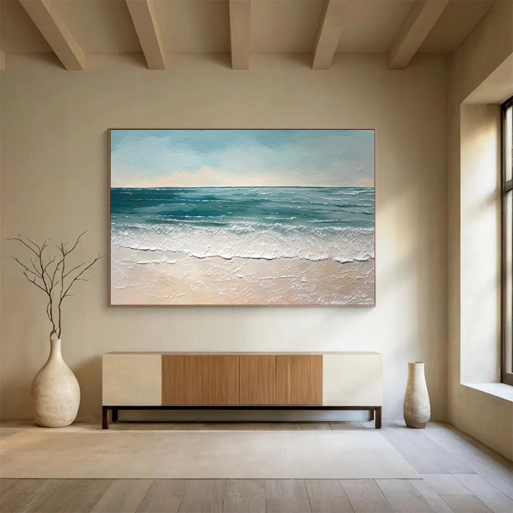 “Blue - Green Seaside Serenity” Seascape Painting On Canvas DLZ062