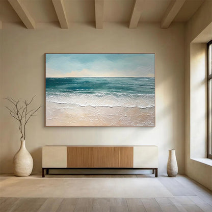 “Blue - Green Seaside Serenity” Seascape Painting On Canvas DLZ062