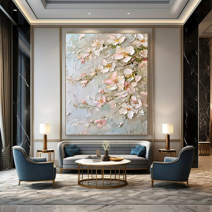 “Blush Blossom Textures” – Impasto Floral Oil Painting CT2073