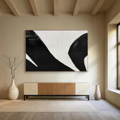 Black and White Minimalist “Bold Avian Silhouettes” Painting On Canvas DKH138