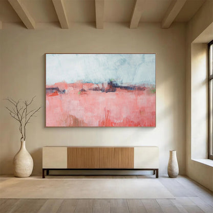 “Pink Abstract Field” Abstract Expressionist Painting On Canvas DKH416