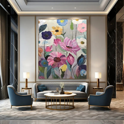 “Repetitive Colorful Blooms” – Textured Floral Oil CT2099