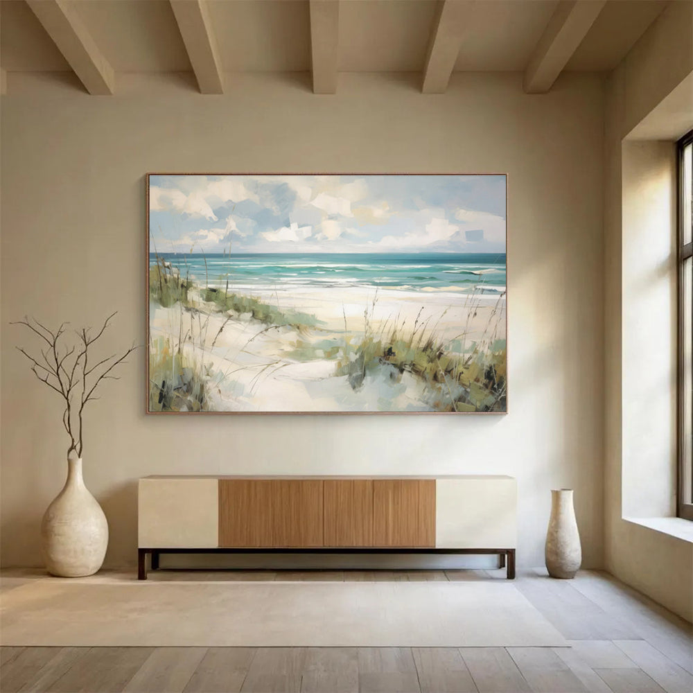 Coastal Breeze Soft Tones Beach Scene Painting On Canvas DKH171