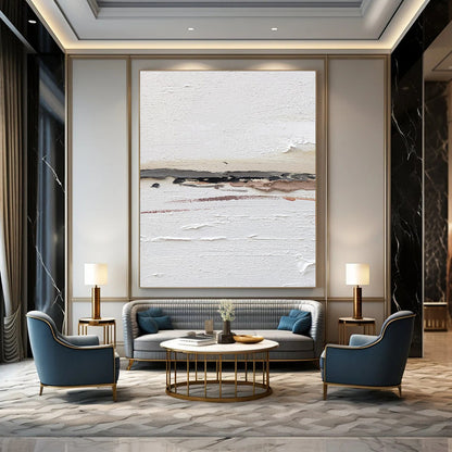 “White Textured Minimalism” - Subtle Abstract Painting On Canvas DKH1664