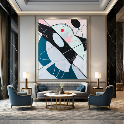 “Geometric Abstract in Pastels - Pinks, Blues, and Subtle Details” Painting On Canvas CT2385